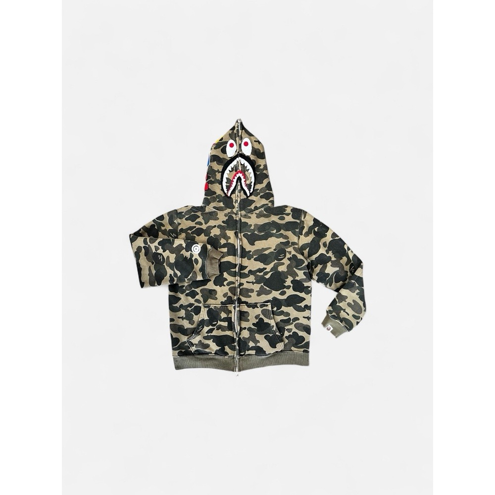 Bape Bathing Ape Shark Hoodie 1st Camo Green Full Zip Large Japan Streetwear
